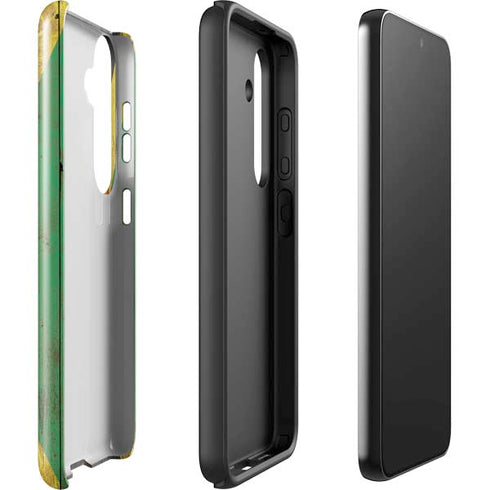 Jamaican Flag Dark Wood Galaxy S25 Plus Impact Case